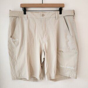 Huk Fishing Shorts Performance Wear Tan Adjustable Waist Outdoors Men's XXL